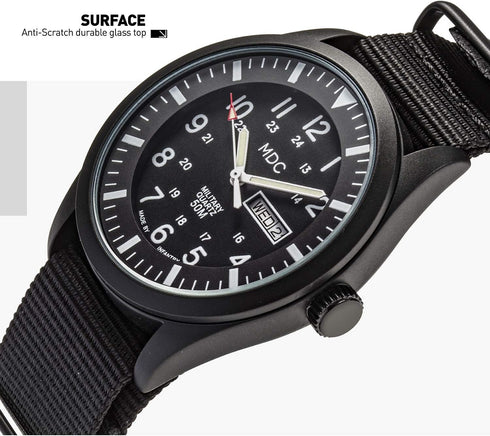 Infantry Men's Wrist Watch, Field Military Watches for Men Analog, Black Tactical Outdoor Sport Work Wristwatch, Waterproof Date Day 12/24 Hour wi...