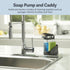 Casabella Sink Sider Solo Kitchen Soap Pump and Sponge Caddy, Black/Chrome - 2-in-1 Soap and Sponge Caddy, One-Hand Soap Dispensing, Ergonomic Des...