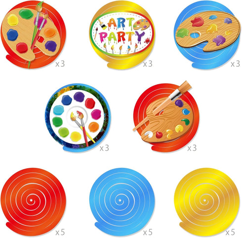 30Ct Art Hanging Swirl Decorations, Sip n Paint Party Supplies, Little Painting Artist Birthday Theme Decor for Boy Girl Kids Baby Shower...