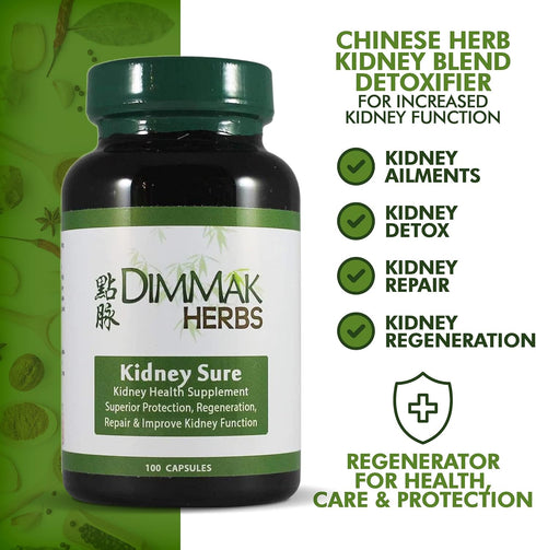 Dimmak Herbs Certified Organic Kidney Sure Health Supplement, Chinese Herb Kidney Blend Detoxifier + Regenerator for Health, Care + Protection – 1...