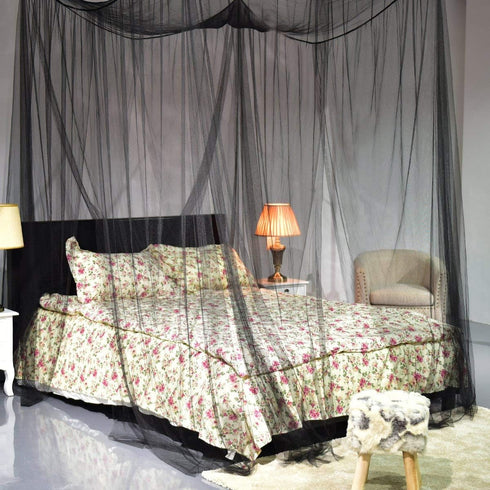 Goplus Mosquito Net, 4 Corner Post Bed Canopy, Quick and Easy Installation for King Size Beds Large Queen Size Bed Curtain (Black)...