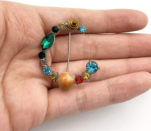 A to Z 26 English Letters Plated Metal Stone Clear Colorful Crystal Lapel Pin Brooches Collar(2 Color)...
