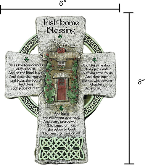 Cathedral Art Irish Home Blessing Resin Wall Cross, Housewarming or Wedding Gift with Blessing by Abbey & CA Gift, Gray, 6 x 8"...