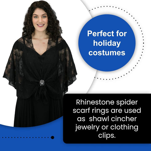 Scarf Ring Spider Gifts for Women, Diamante Scarf Jewelry Clip Accessory in Gift Box, Dress Shawl Pin, Rhinestone Brooch Jewelry for Scarf, Fashio...