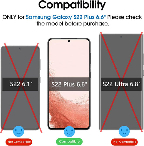 amFilm Hybrid Screen Protector for Samsung Galaxy S22 Plus 5g 6.6 inch, Samsung Galaxy S22 + 5g 6.6 inch, Fingerprint Compatible, Camera Lens Prot...