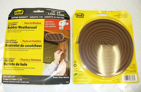 M-D Building Products 43848 All-Climate Thermalblend Weatherseal - Wave Profile, 17 Feet, Brown...