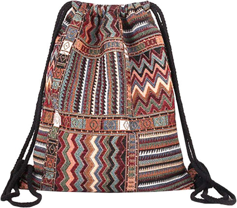 Van Caro Bohemian Drawstring Backpack Light Cinch Bag Gym Sack String Bag (Color 1)...