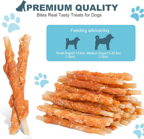 Chicken Wrapped Rawhide Sticks -Natural Dog Treats Training Rewards Nutritious Healthy Chews Pet Food Grain Free Real Meat Dried Snacks for Puppy ...