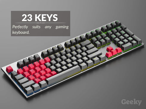 Rubberized Keycap Set | Double shot Translucent | ABS + TPR | OEM Profile for Mechanical Gaming Keyboard (Red, 23 Keys)...