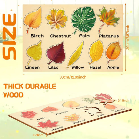 Kathfly 2 Pieces Leaf Wooden Jigsaw Puzzles Leaf Puzzle Montessori Toy Montessori Puzzle Early Educational Learning Puzzle for Birthday Gift Early...
