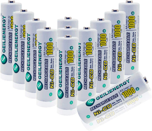 GEILIENERGY Solar Light AA Ni-CD 1000mAh Rechargable Batteries,AA Rechargeable Batteries for Solar Lights Solar Lamp(Pack of 12)...