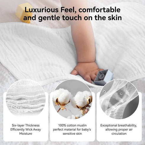 Synrroe Muslin Burp Cloths 4 Pack Large 20" by 10" 100% Cotton 6 Layers Extra Absorbent and Soft...