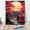 Mount Fuji Paint By Number for Adult Japan Landscape Paint By Numbers Kits DIY Moon Painting Artwork Pink Cherry Blossoms Running Water Paint By N...