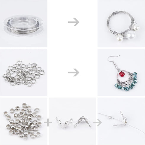 SUNNYCLUE Jewelry Pliers Making Supplies Kit Round Nose Pliers 32Feet Copper Jewelry Wire 40pcs Jump Rings 40pcs Crimp Beads & 40pcs Bead Tips for...