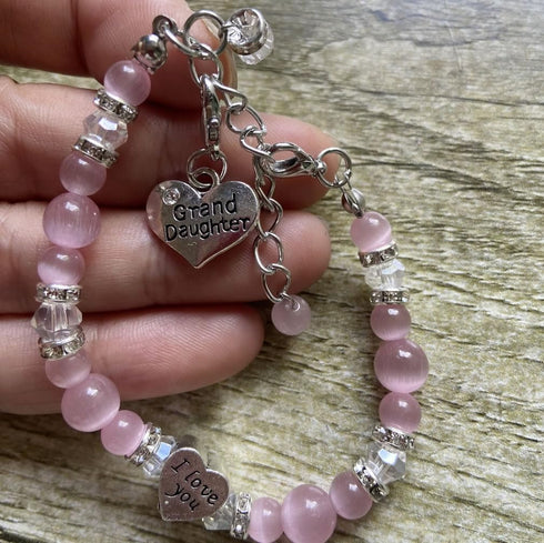DOLON Gift for Granddaughter Bracelet Jewelry with Rhinestone Balls Faux Pearl...