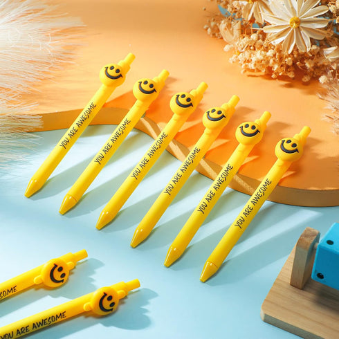 35 Pcs Yellow Pens You are Awesome Gifts Employee Appreciation Gifts Smile Face Novelty Pens Inspirational Teacher Appreciation Gifts...