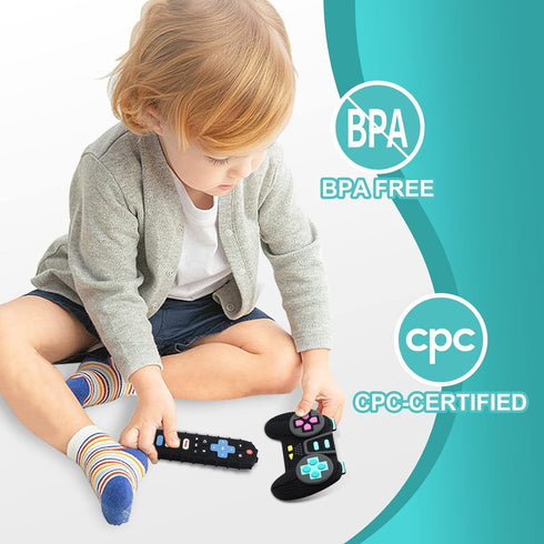 Silicone Remote Control and Game Controller Teething Toys for Baby 3 Months and Up,Sensory Teether Toys for Toddler Boy and Girl...