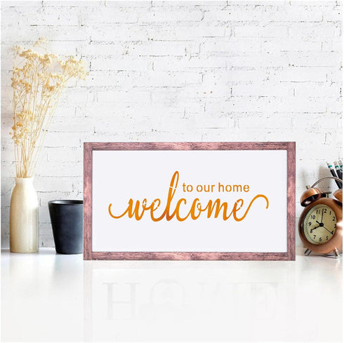 24 Pcs Large Inspirational Word Stencil for Crafts Reusable Welcome Sweet Home Family Sign Stencils for Painting on Wood Wall Home Decor(11.4x5.5I...