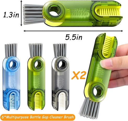 3 in 1 Multipurpose Bottle Gap Cleaner Brush,6 Pack Cup Cover Cleaning Brush,Cup Crevice Cleaning Tools,Water Bottle Cleaner Brush,Home Kitchen Cl...