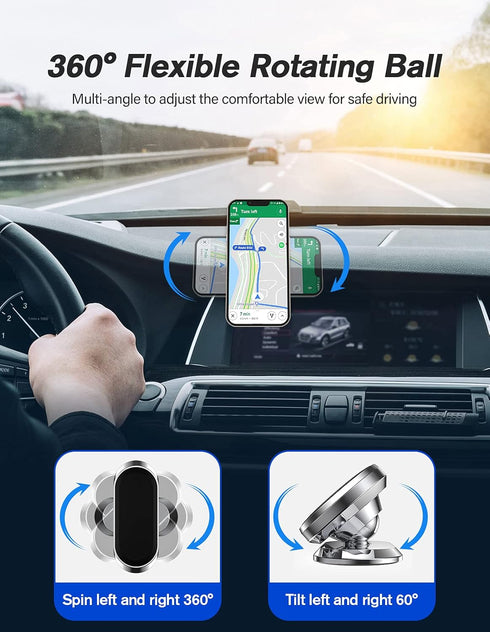 2 Pack Magnetic Phone Holder for Car, Upgrade Magnet - 360 Rotation and Easy Installation, Compatible with All Smartphones,Dashboard Car Phone Hol...