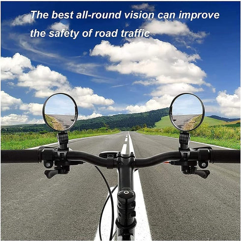 2 Pcs Bike Mirror, Bicycle Cycling Rear Mirror Rotatable Handlebar Convex Mirror Adjustable 360 Degree Rearview Bicycle Mirrors Shockproof Wide An...