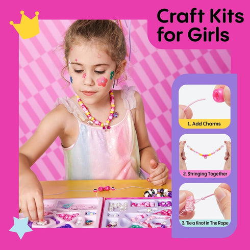 Tomons Charm Bracelet Making Kit for Girls, Beads for Jewelry Making Kit, Arts & Crafts Gift for Ages 3-12, Girls Toys 3 4 5 6 7 8 9 10 Year Old G...