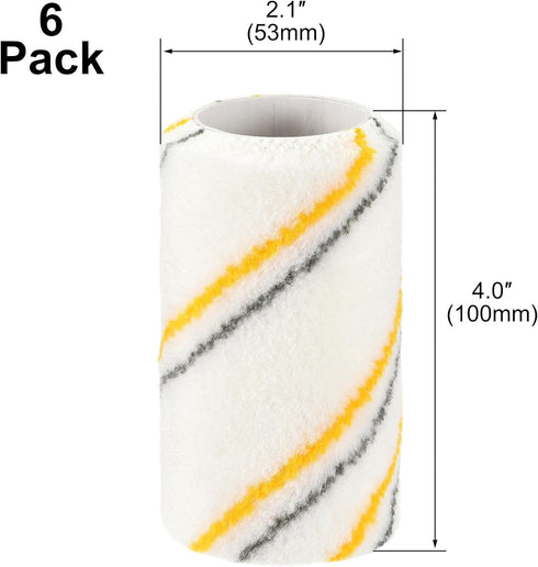 uxcell Paint Roller Cover 4 Inch x 1/4" Nap Mini Acrylic Fibers Brush for Household Wall Painting Treatment 6Pcs...
