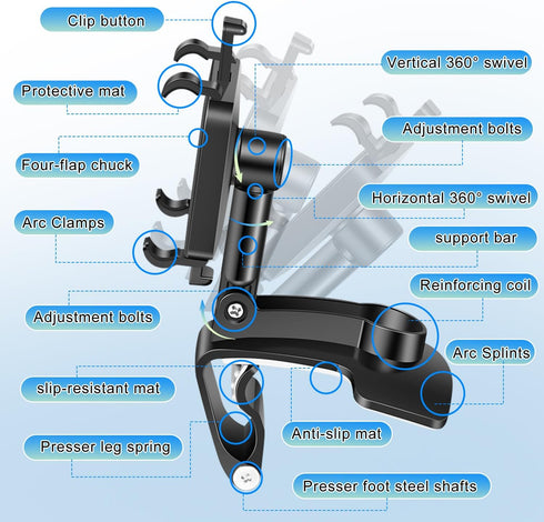 Lifegiverwise Phone Holder,New Multifunctional Car Dashboard Mobile Phone Holder 360 Rotation,Dashboard Cell Phone Holder,Universal Car Sun Visor ...