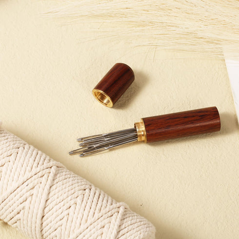 18pcs Large Eye Sewing Needles, Stainless Steel Sharp Tapestry Needles Hand Knitting Needles Embroidery Hand Needles with Wooden Needle Case for C...
