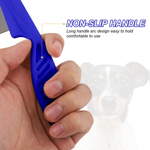 2 Packs Pet Hair Comb, 2 in 1 New Pet Comb Multifunctional Pet Hair Comb Pet Hair Comb Flea and Tear Stain Removal Pet Comb for Grooming and Dehai...