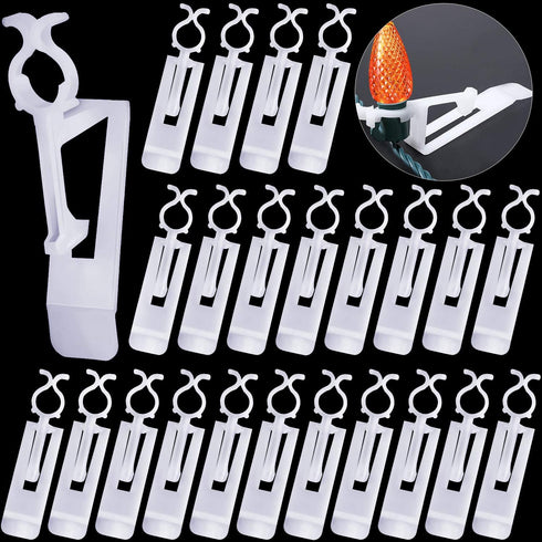 40 Pieces Christmas All-in-One Light Clips Gutter Clip Shingle Clip Plastic Light Hangers Work on C7 and C9 and Mini Lights (White)...