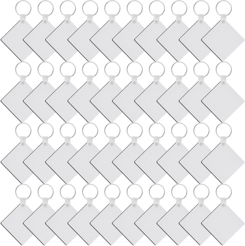 Duufin 120 Pieces Square Sublimation Keychain Blanks Double Side Heat Transfer Blanks MDF Key Rings Blank Board Key Chain Blanks for Sublimation D...