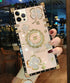 for iPhone 12 Pro Max 6.7" Bling Case Luxury Cute Shine Sparkly Glitter Diamond Rhinestone Flower Soft Trunk Phone Cover with Ring Kickstand Holde...