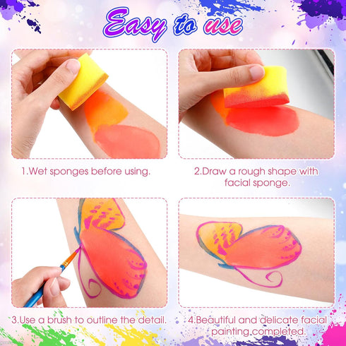 Mifoci 72 Pcs Face Paint Sponges Petals Half Moon Spades Face Painting Sponges High Density Makeup Sponge Face Painting Supplies for Kids Adults A...