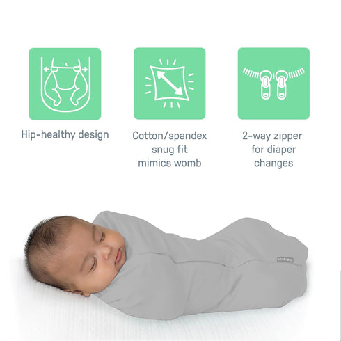 SwaddleMe by Ingenuity Compression Baby Swaddle Pod, Two-Way Zipper for Easy Diaper Changes, Improves Sleep & Calms Startle Reflex, 0-2 Months, 1....