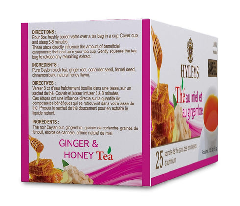 Hyleys Wellness Ginger & Honey Black Tea - Natural Digestive Support with Pure Ceylon Tea - 25 Tea Bags...
