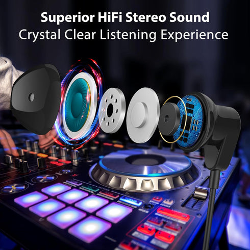 USB Headphones with Microphone for Laptop, 2.3M USB-A Earbuds for PS5,HiFi Stereo Wired Earphones Half in-Ear Headset with Volume Control Mute Aud...