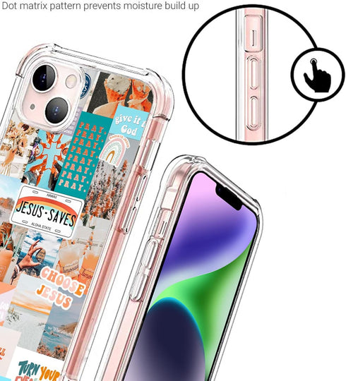 Christian Quotes iPhone 14 Case,Aesthetic Vintage Bible Verses Jesus Quotes Collage Pattern Case for Girl Women Men, Trendy Soft TPU Case for iPho...
