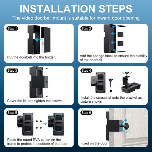 Anti-Theft Video Doorbell Mount ?Adjustable No-Drill Mounting Bracket for Video Doorbell 1/2/3/3 Plus/4/2023 Release?Not Block Doorbell Motion Sen...