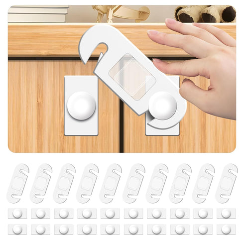 Child Safety Locks (10-Pack) Baby Safety Cabinet Locks - for Cabinets and Drawers, Toilet, Fridge & More. 3M Adhesive Pads. Easy Installation...