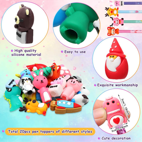 80 Pcs Scented Bookmarks and Scented Pencils with Cute Pencil Toppers Set Fun Pencils Fruit Food Theme Scratch and Sniff Bookmarks Cartoon Pencil ...