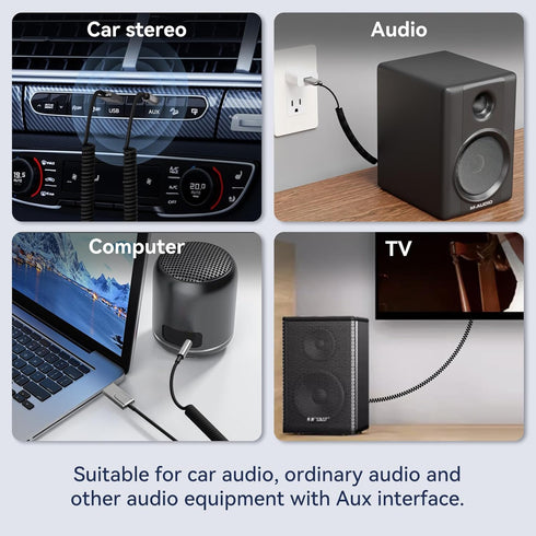 FlyCoco Bluetooth 5.3 Aux Adapter for Car USB, Receiver Connects Bluetooth to Car, Speaker, and Home Stereo Audio Enabling Hands-Free Calls Phone ...