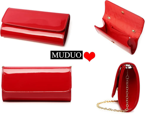 Patent Leather Envelope Clutch Purse Shiny Candy Foldover Clutch Evening Bag for Women...