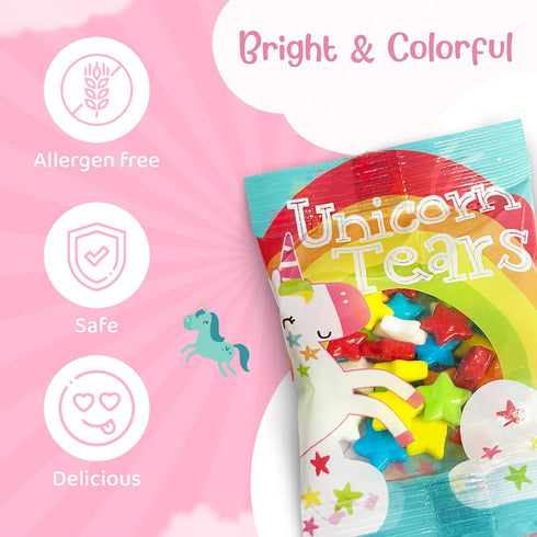 12 Ct Unicorn Tears Rainbow Candy Bulk Pack - Sweet Cherry, Lemon, Lime, Orange, Blue Raspberry Fruity Chews - Kosher Easter Snacks - Mini Easter ...