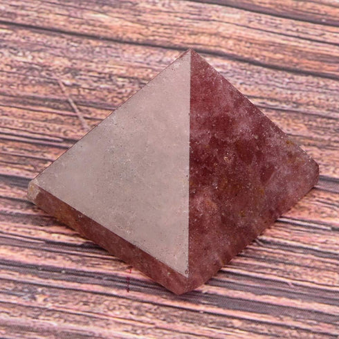 AUNMAS 3cm Quartz Pyramid, Small Strawberry Crystal Love Addition Reiki Stone Energy Tower Figurine for Home Office Decoration Ornament...