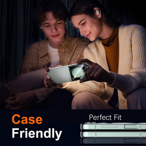 UniqueMe for Samsung Galaxy Z Flip 5 Screen Protector, 9H+ Front Tempered Glass 2pcs + Camera Lens Protector 1pcs HD Clear Anti-Scratch [Case Frie...