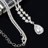 CIEHER Silver 2/3 Pieces Women Jewelry Set - Drop Necklace + Crystal Teardrop Dangle Earring Clips, Crystal Clip On Earrings Silver Non Pierced fo...