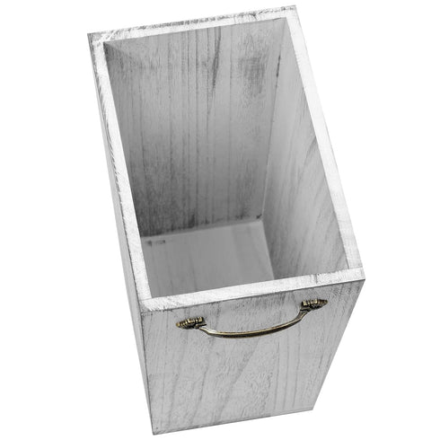 Wood Wastebasket Trash Can Rustic Farmhouse Square Garbage Container Bin with Decorative Metal Handle for Bedroom, Living Room, Bathroom & Office...