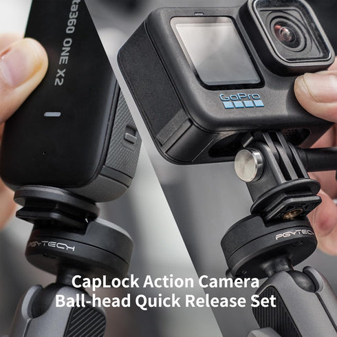 PGYTECH CapLock Action Camera Ball-Head Quick Release Set Compatible with OSMO Action 4/3, Gopro Hero 12/11/10, Action Cameras and Smartphones...
