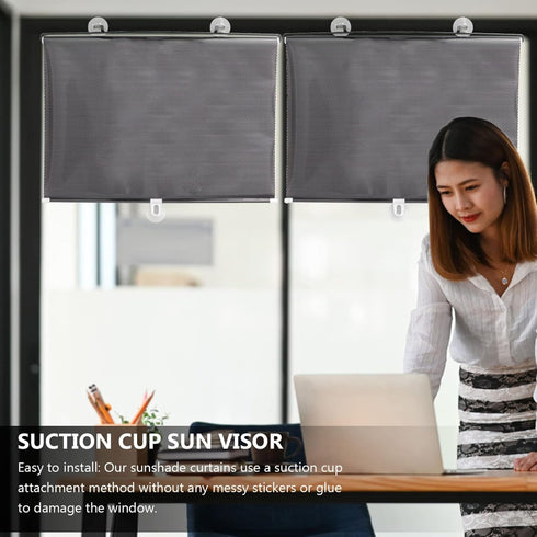 Blackout Blind Curtains with Suction Cups for Windows No Drill Cordless Blinds Temporary Portable Roller Shades UV Protection Window Shades for Ho...